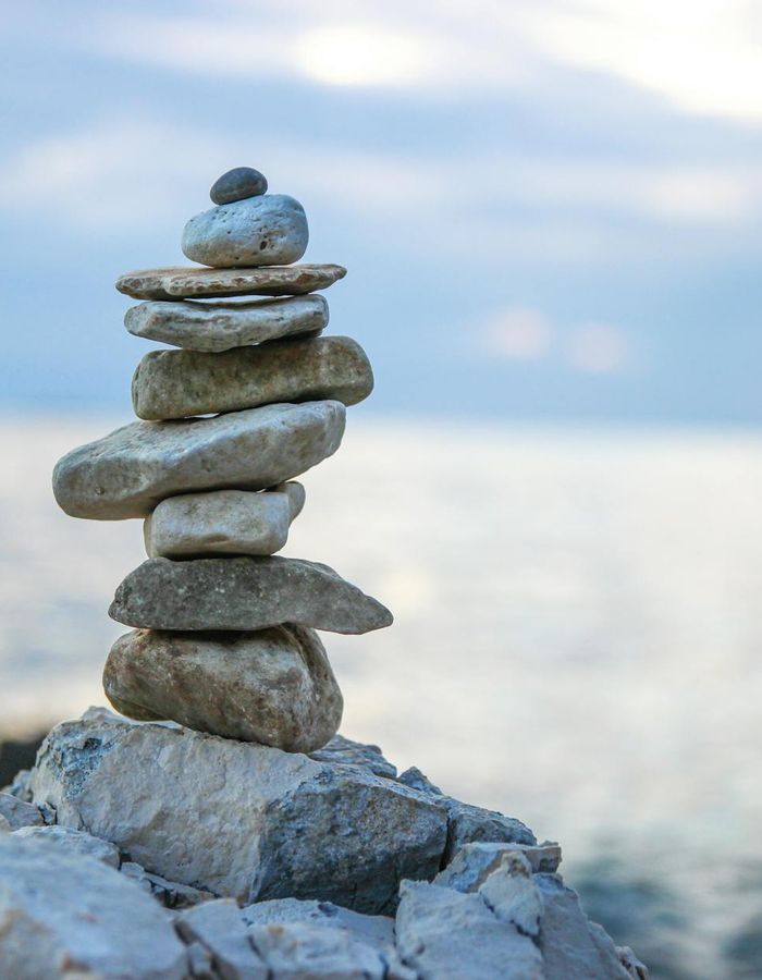Abstract balanced stones representing calm rhythm and inner stability